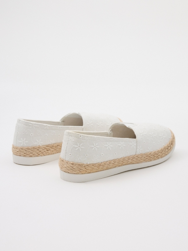 Casual embroidered espadrilles white 45º back view