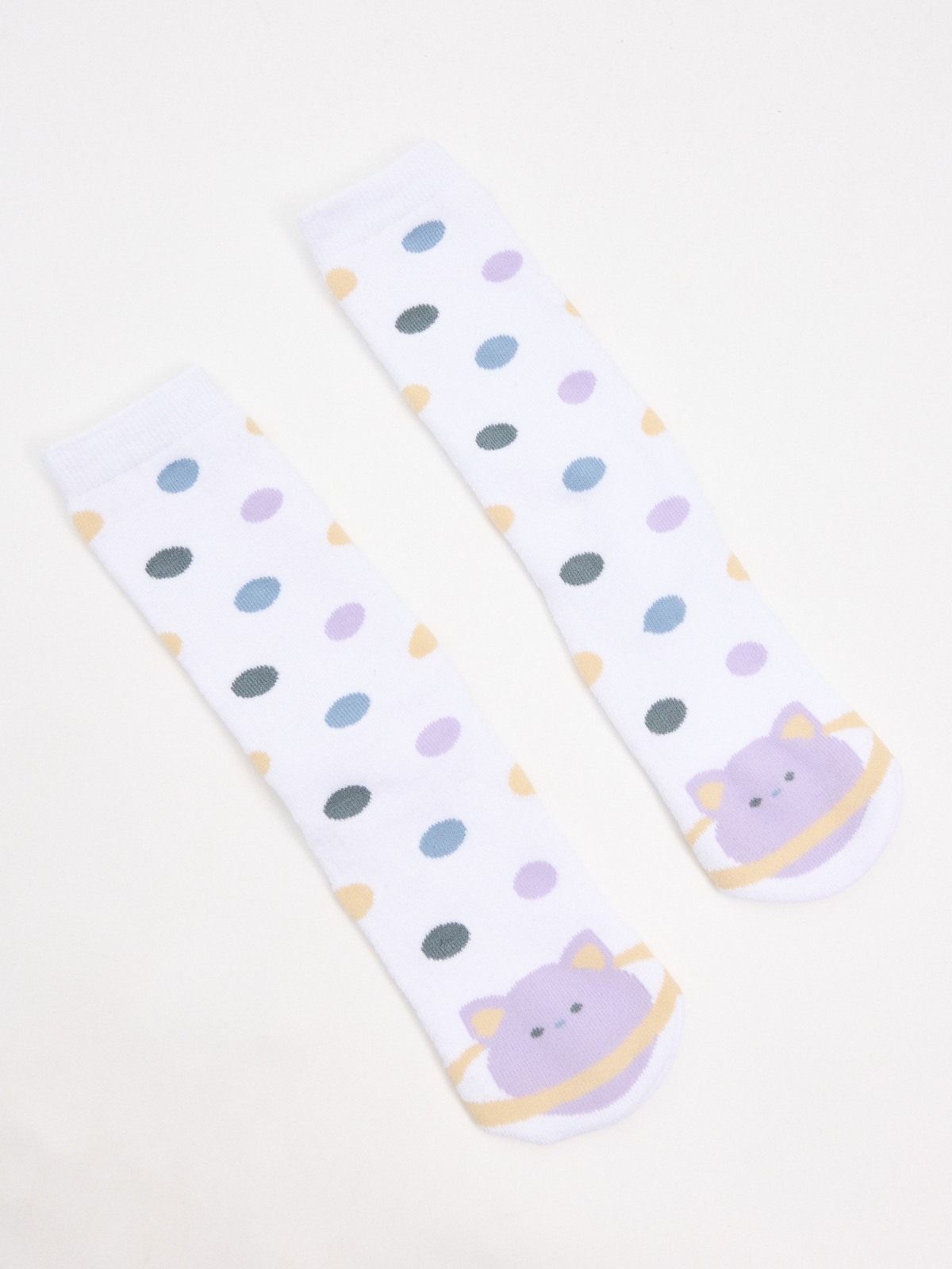 Non-slip patterned socks multicolor front view