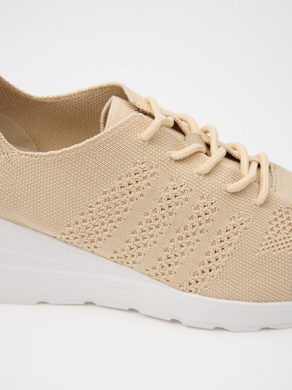 Casual nylon wedge sneaker sand detail view