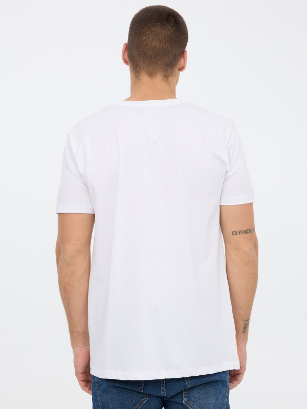 T-shirt printed INSIDE white middle back view