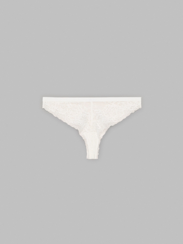 Brazilian white lace panties off white middle back view