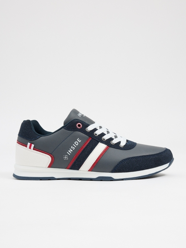 Casual mixed fabric trainers navy