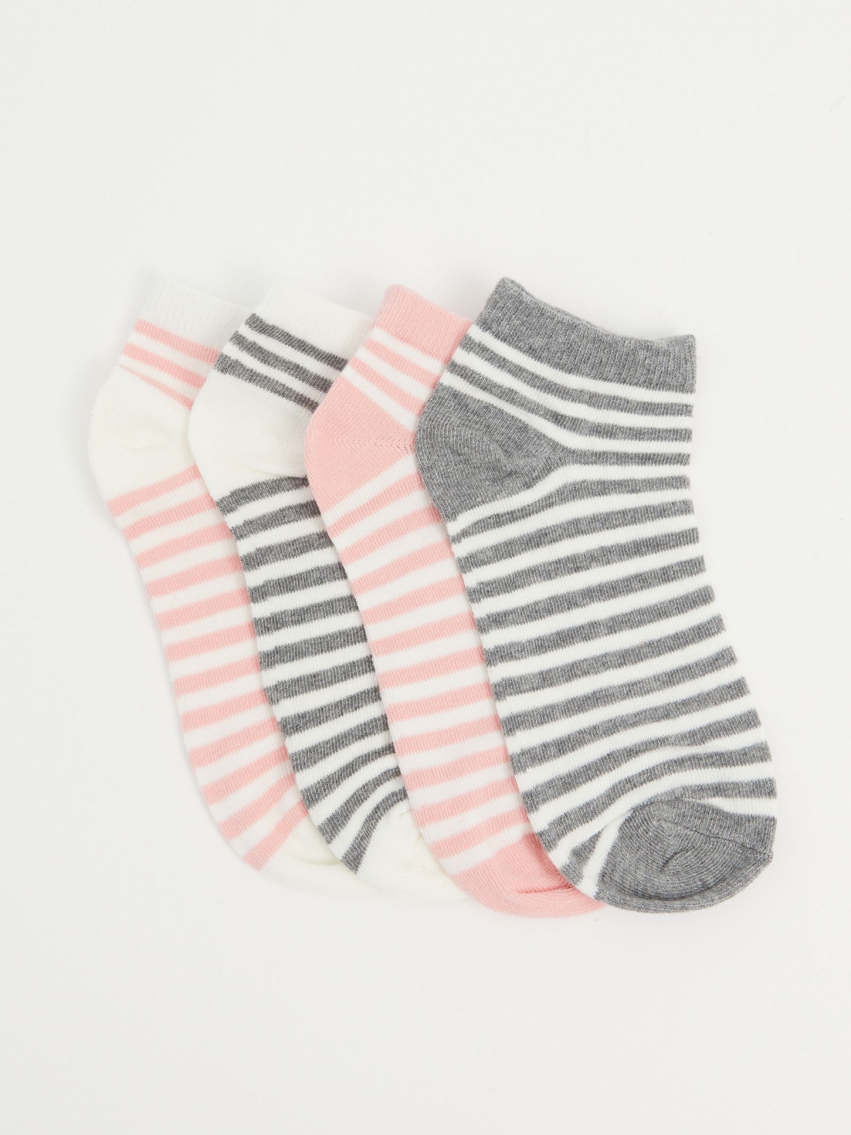 Pack of 4 striped ankle socks multicolor front view