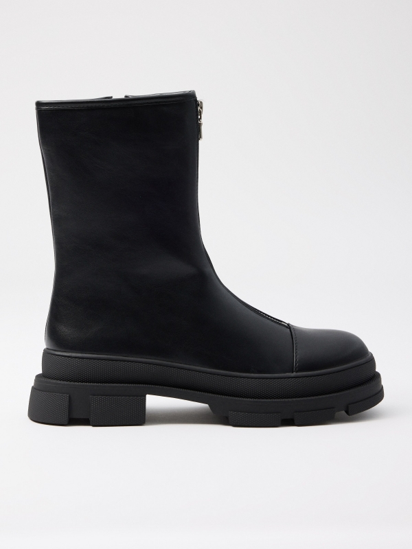 Fashion zipper ankle boots black