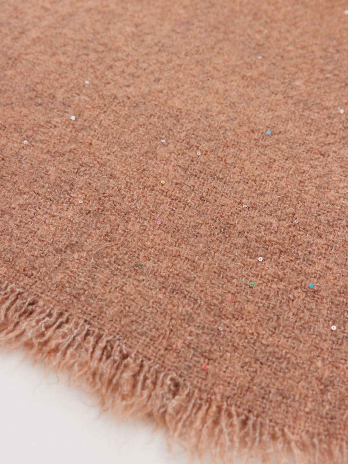 Brown scarf with sequins folded view