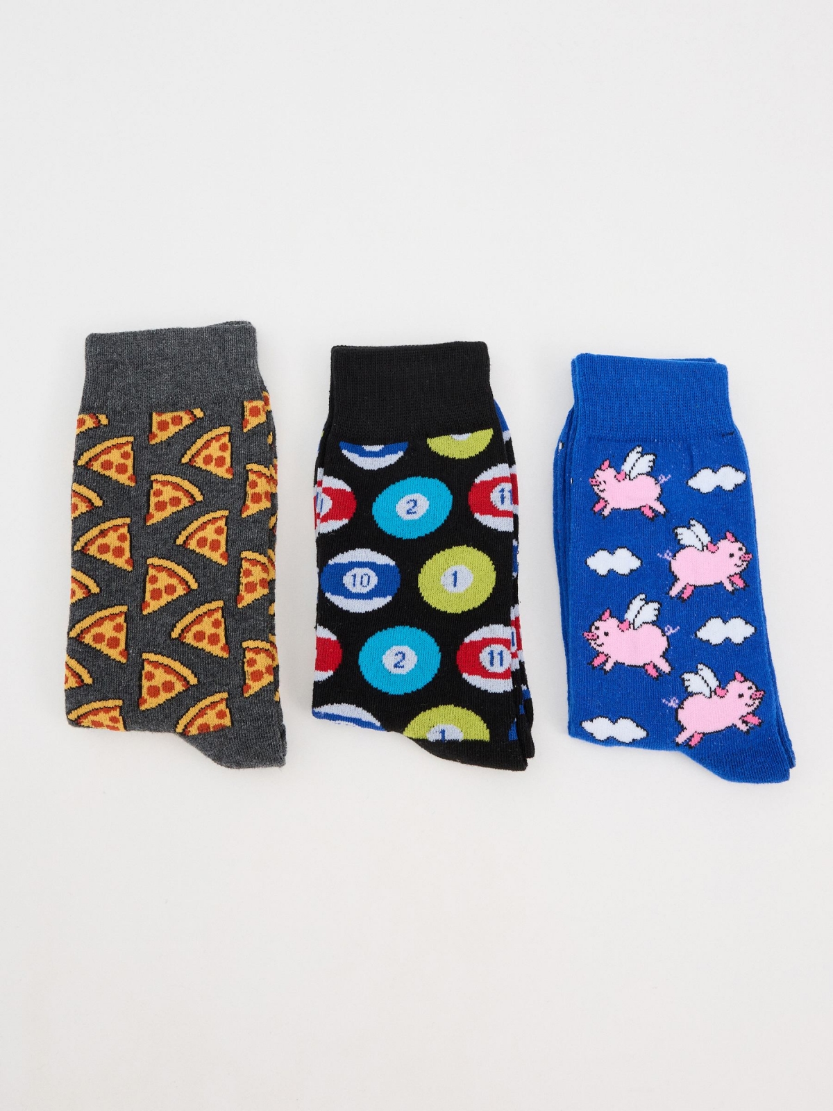 3-pack animated print socks multicolor back view