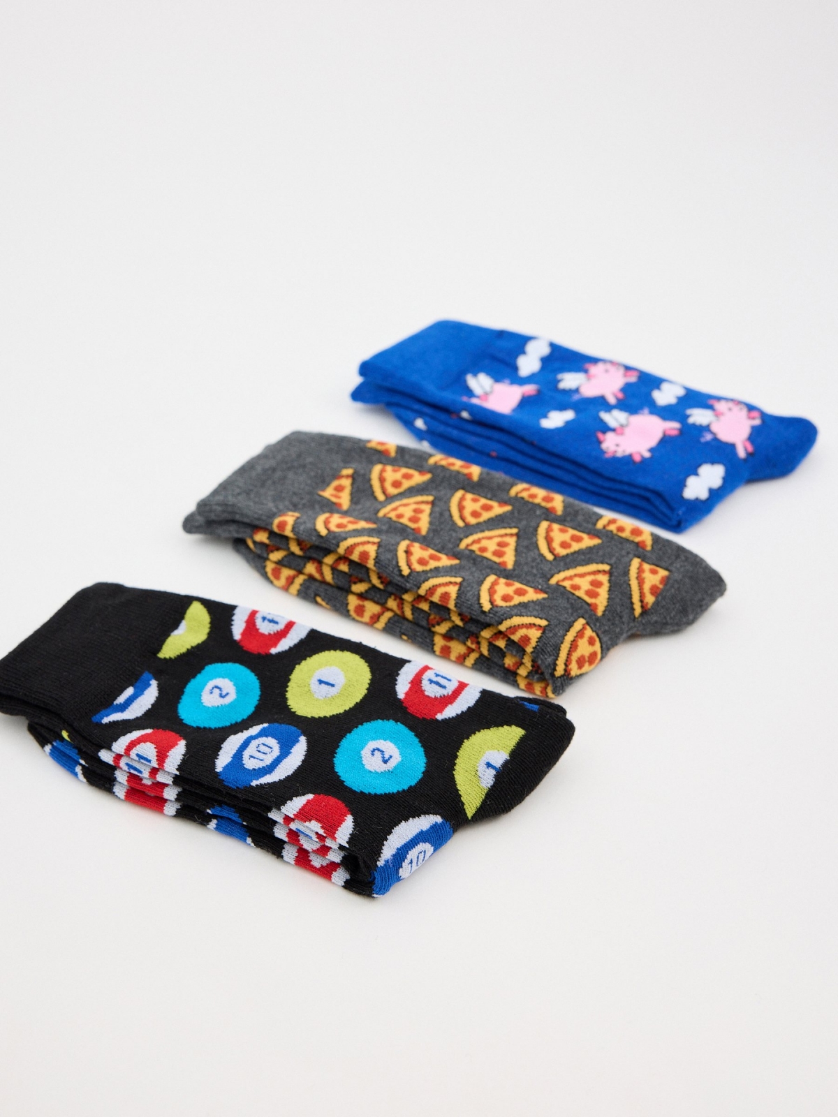 3-pack animated print socks multicolor middle front view