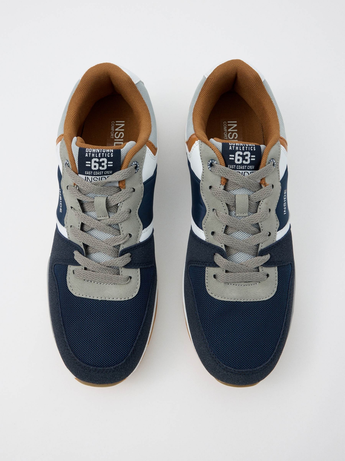 Nylon combined casual sneaker dark blue zenithal view