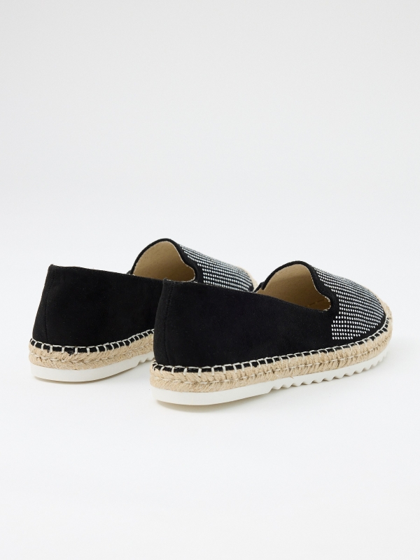 Casual espadrilles with studs black 45º back view