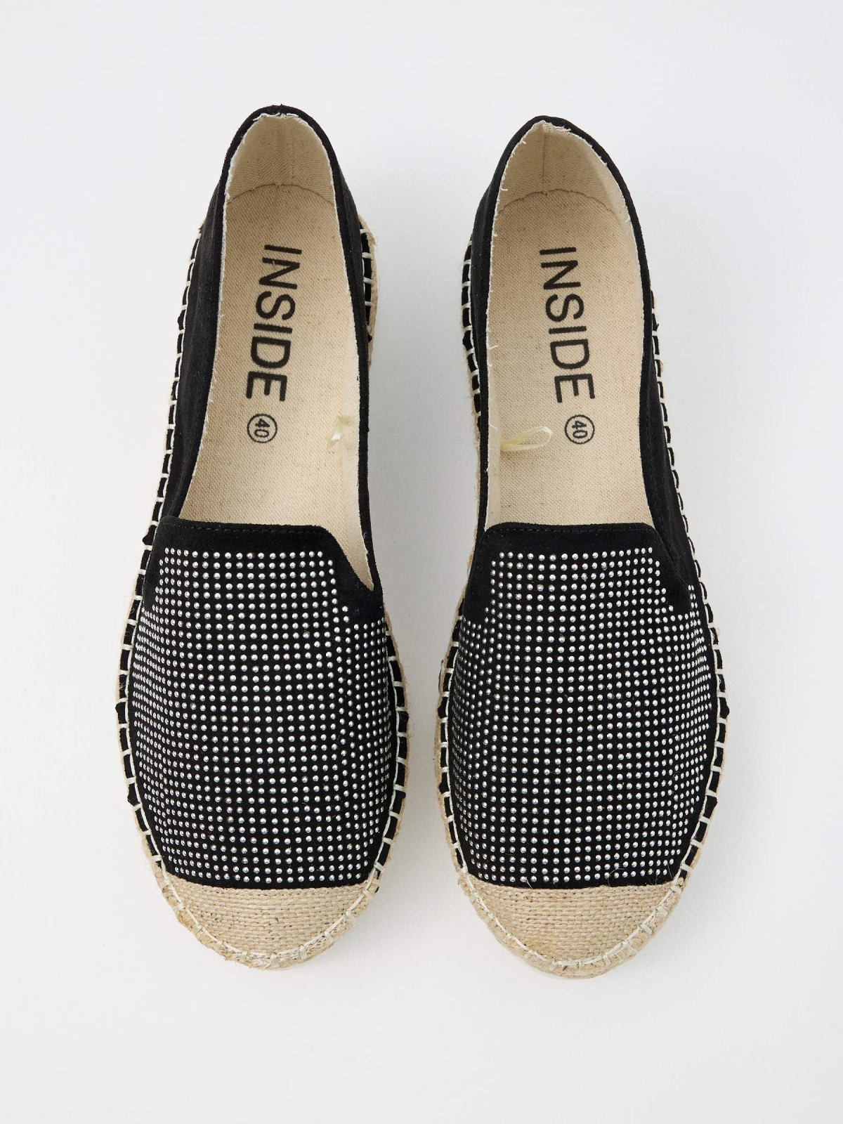 Casual espadrilles with studs black zenithal view