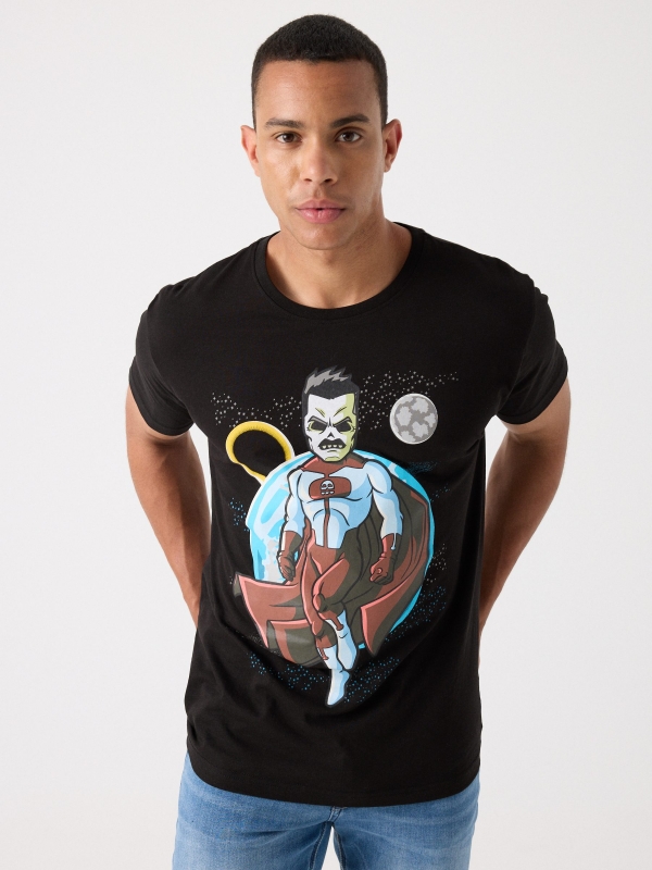 Calaveritas Megaskull t-shirt black middle front view