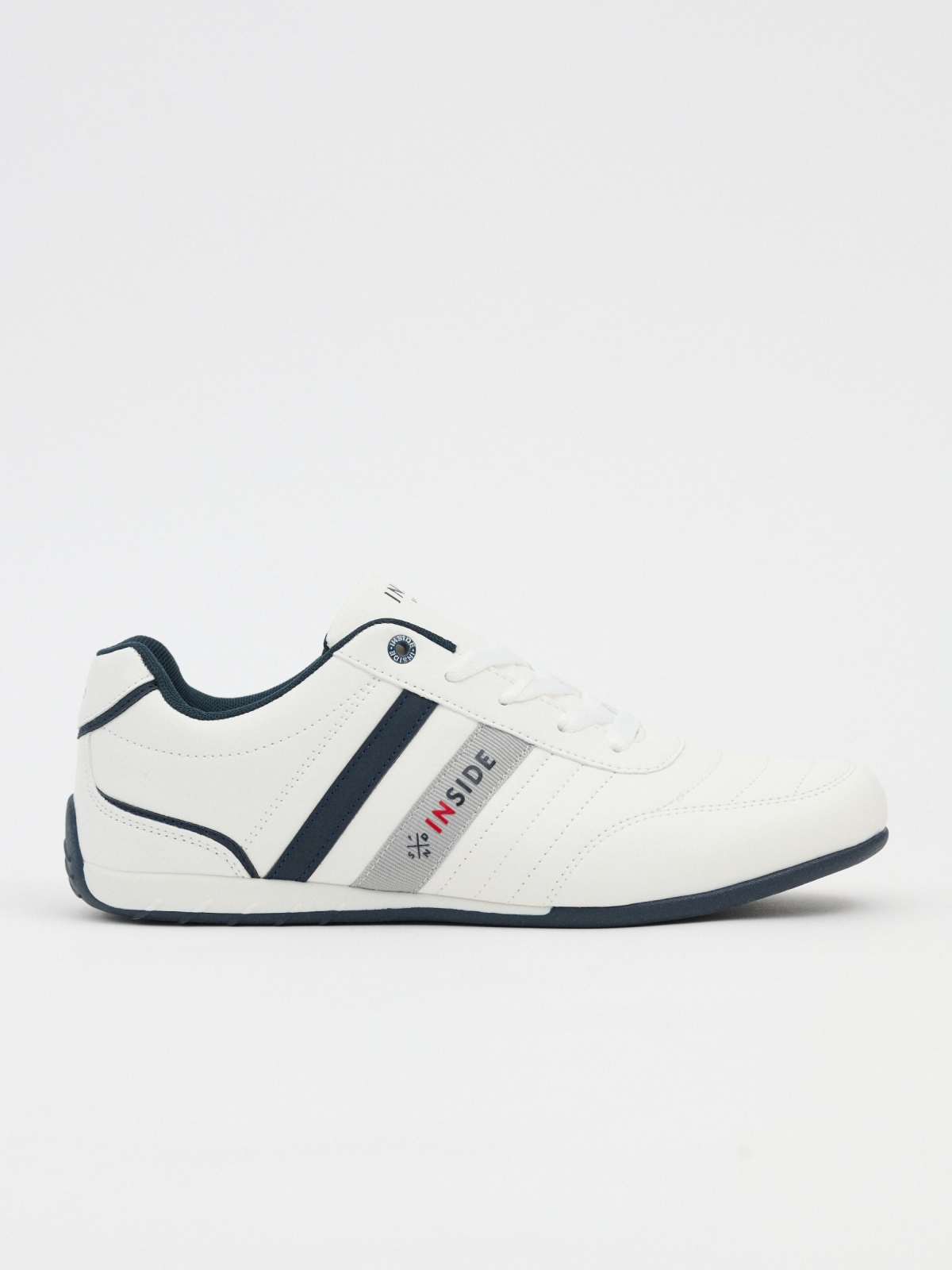 Leather effect sneaker with seams white