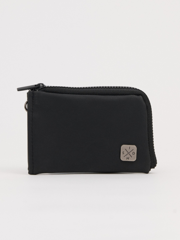 Leather effect purse with application black