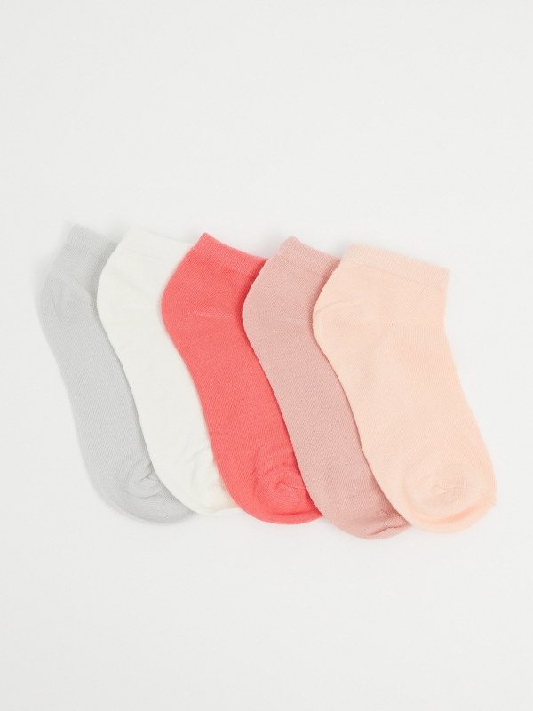Pack of 5 colored ankle socks multicolor front view