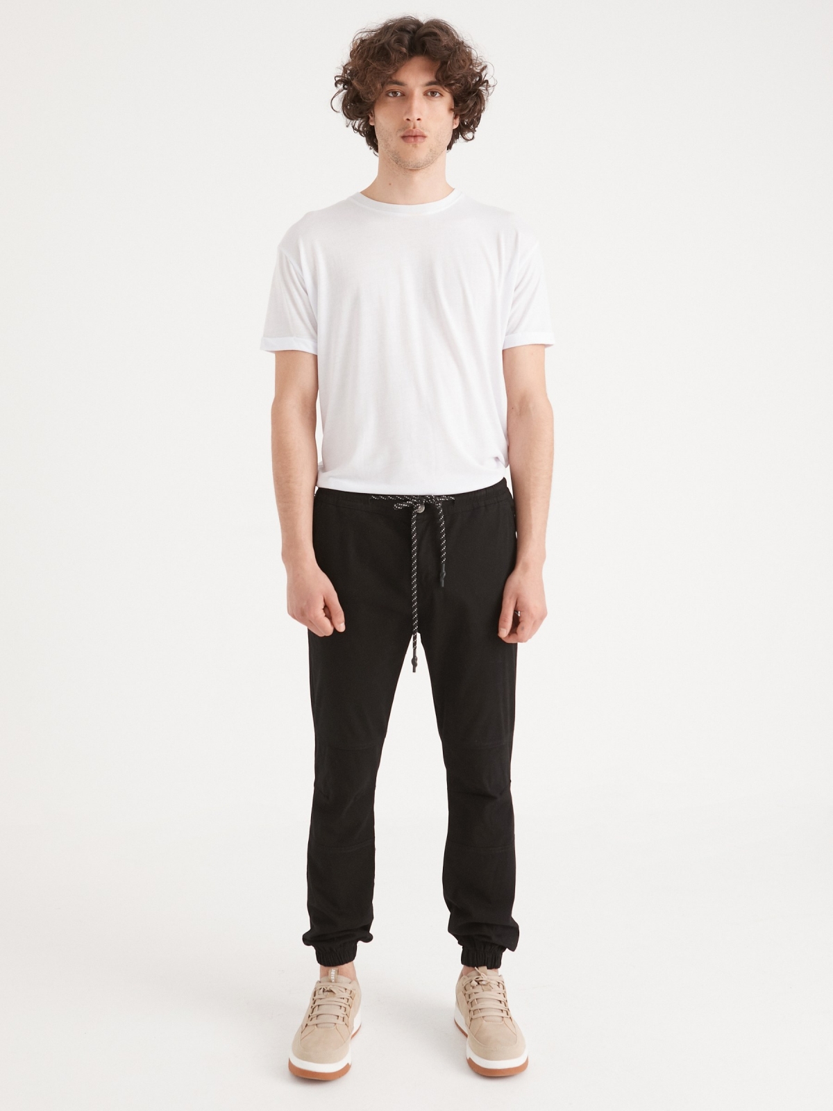 Joggers with seams black front view