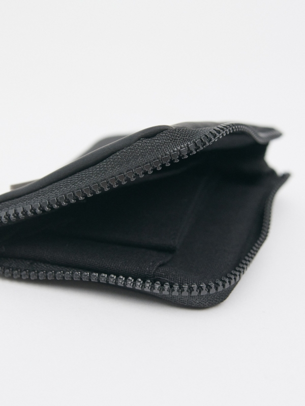 Leather effect purse with application black detail view