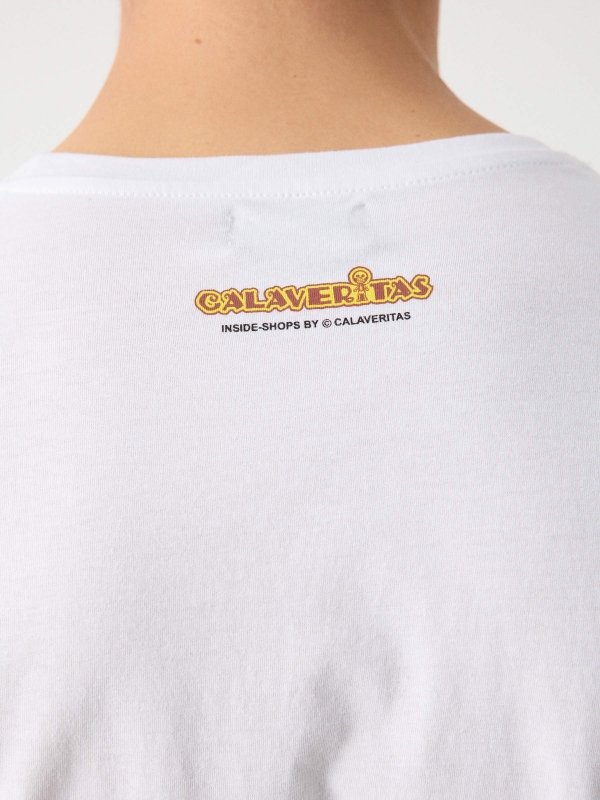 T-shirt Calaveritas Megaskull branco vista detalhe
