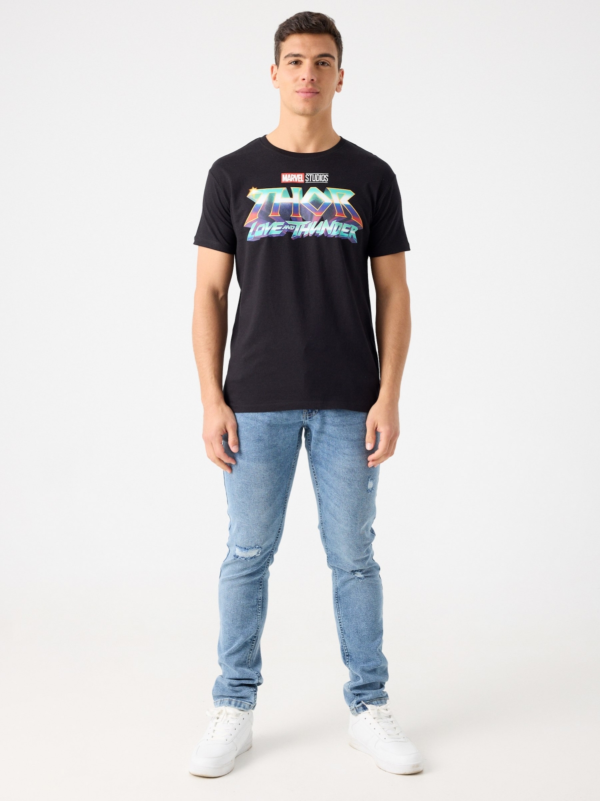 T-shirt Marvel com estampa Thor preto vista geral frontal