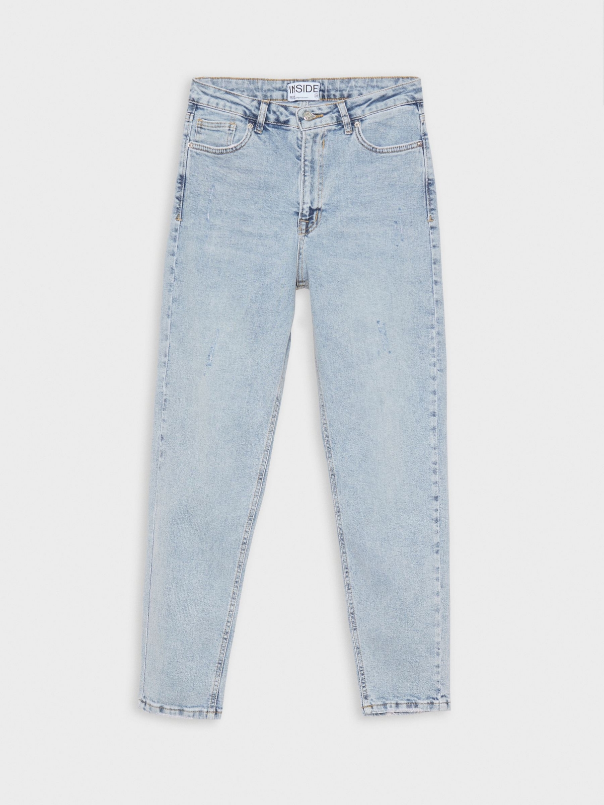  Slim-fit mom jeans with washed effect light blue