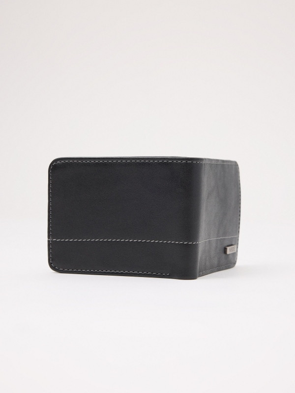 INSIDE black leatherette briefcase black detail view