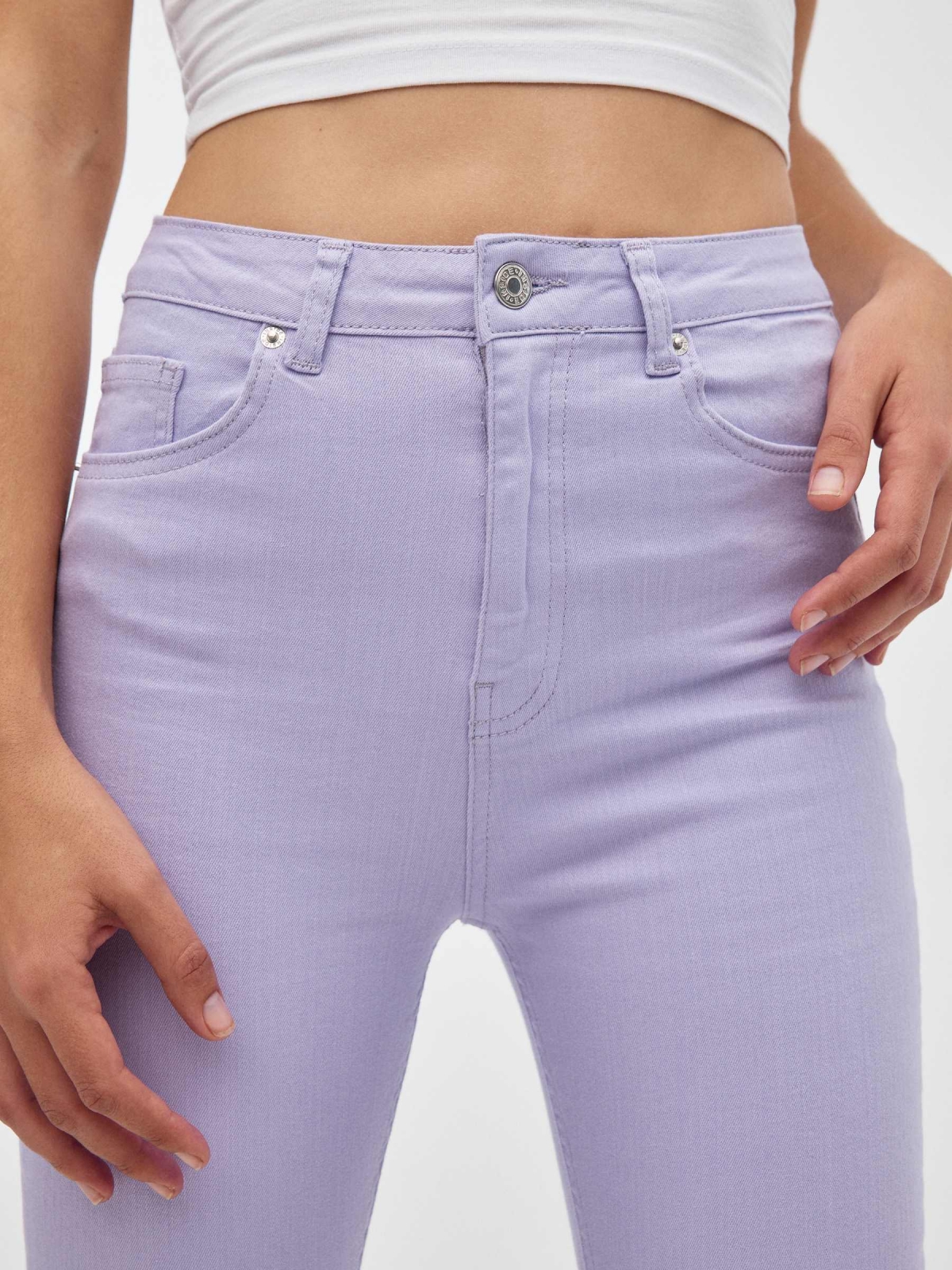 Basic skinny pants mauve detail view