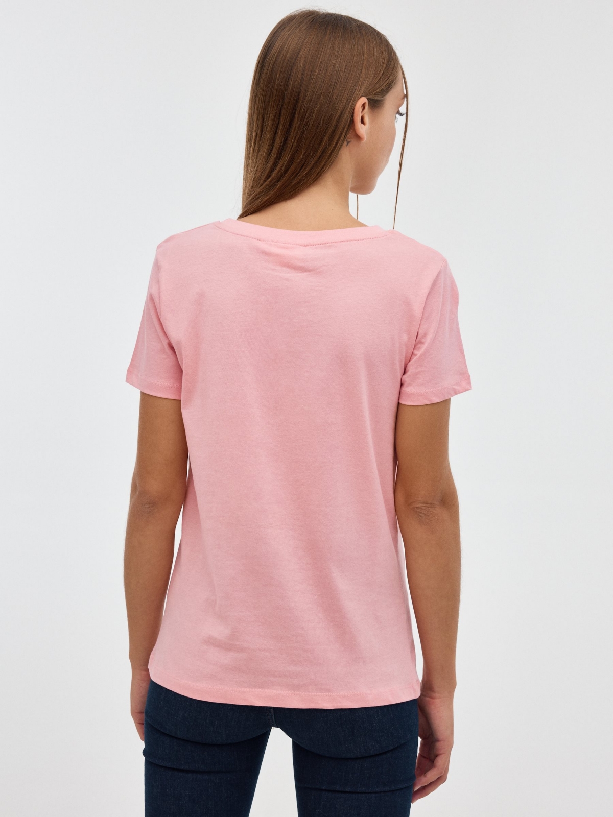 Demon Slayer T-shirt light pink middle back view