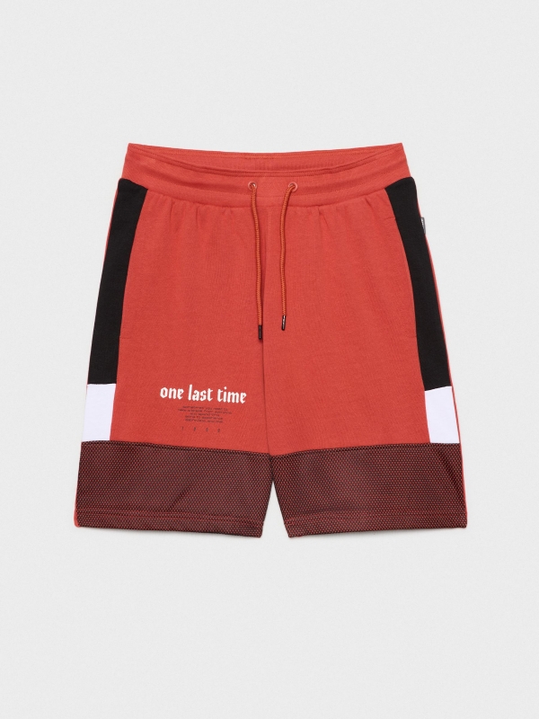  Combined bermuda jogger short with text orangish red
