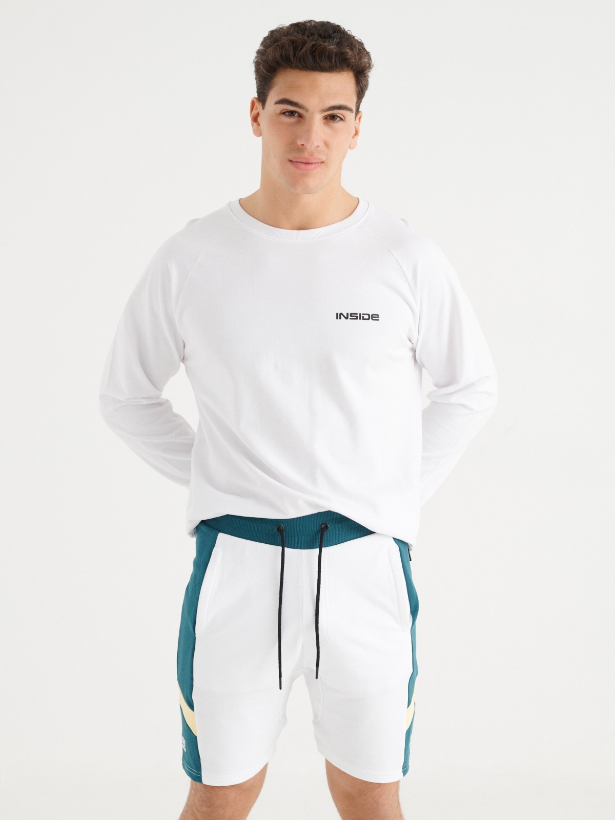 Blocks jogger shorts white middle front view
