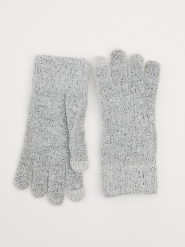Tactile glossy gloves grey
