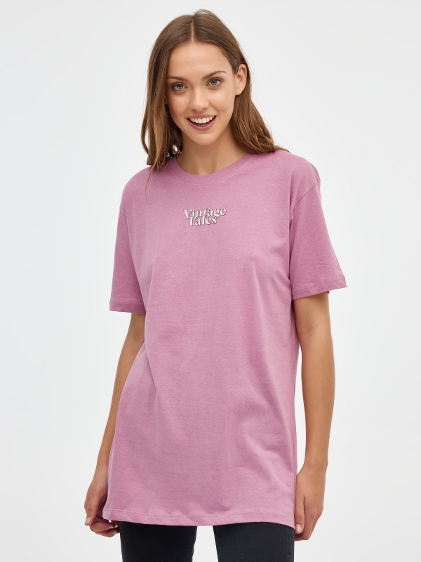 T-shirt da Sereia sobredimensionada rosa vista meia frontal