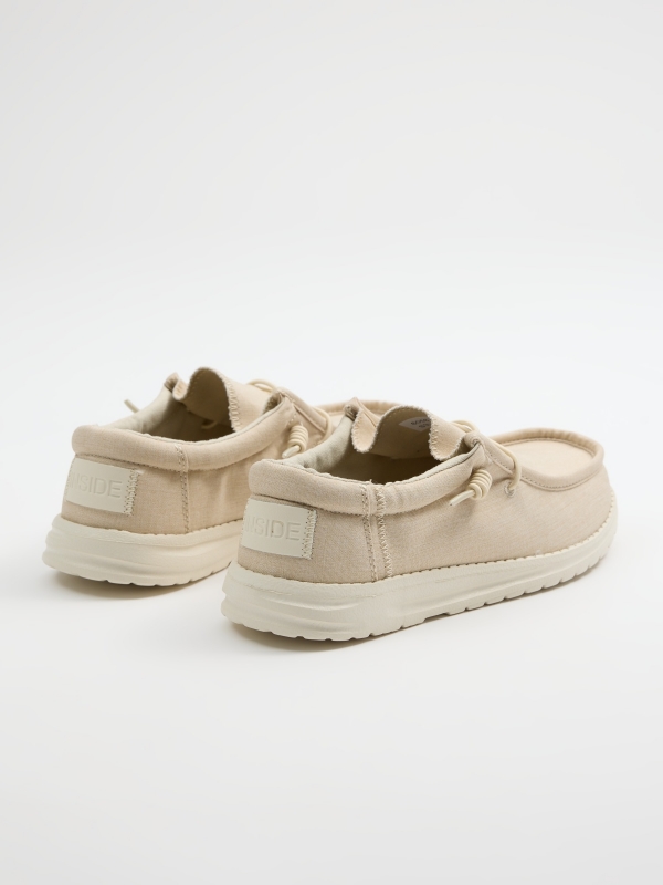 Casual sneaker with embroidery off white 45º back view