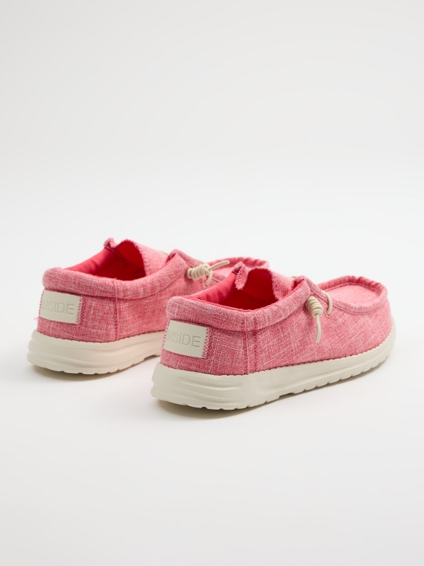Casual canvas sneaker coral 45º back view