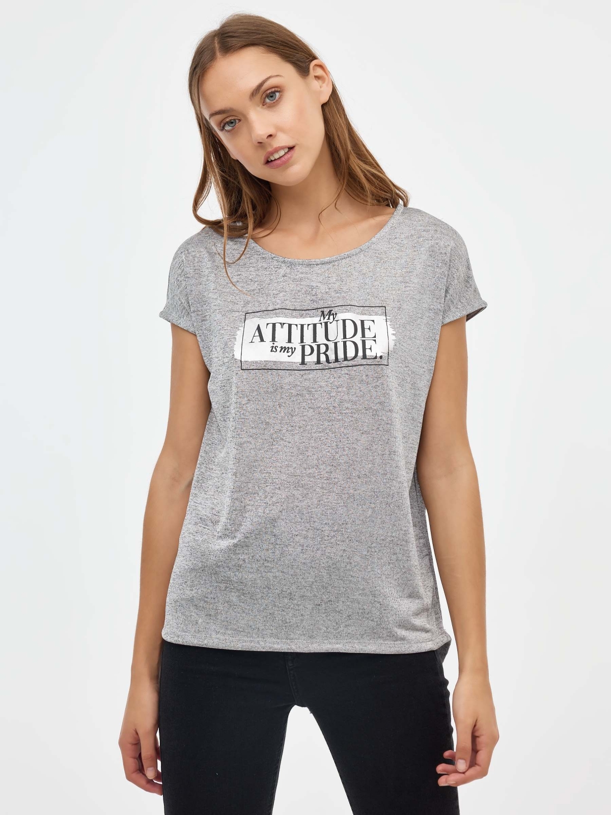 Attitude T-shirt light melange middle front view