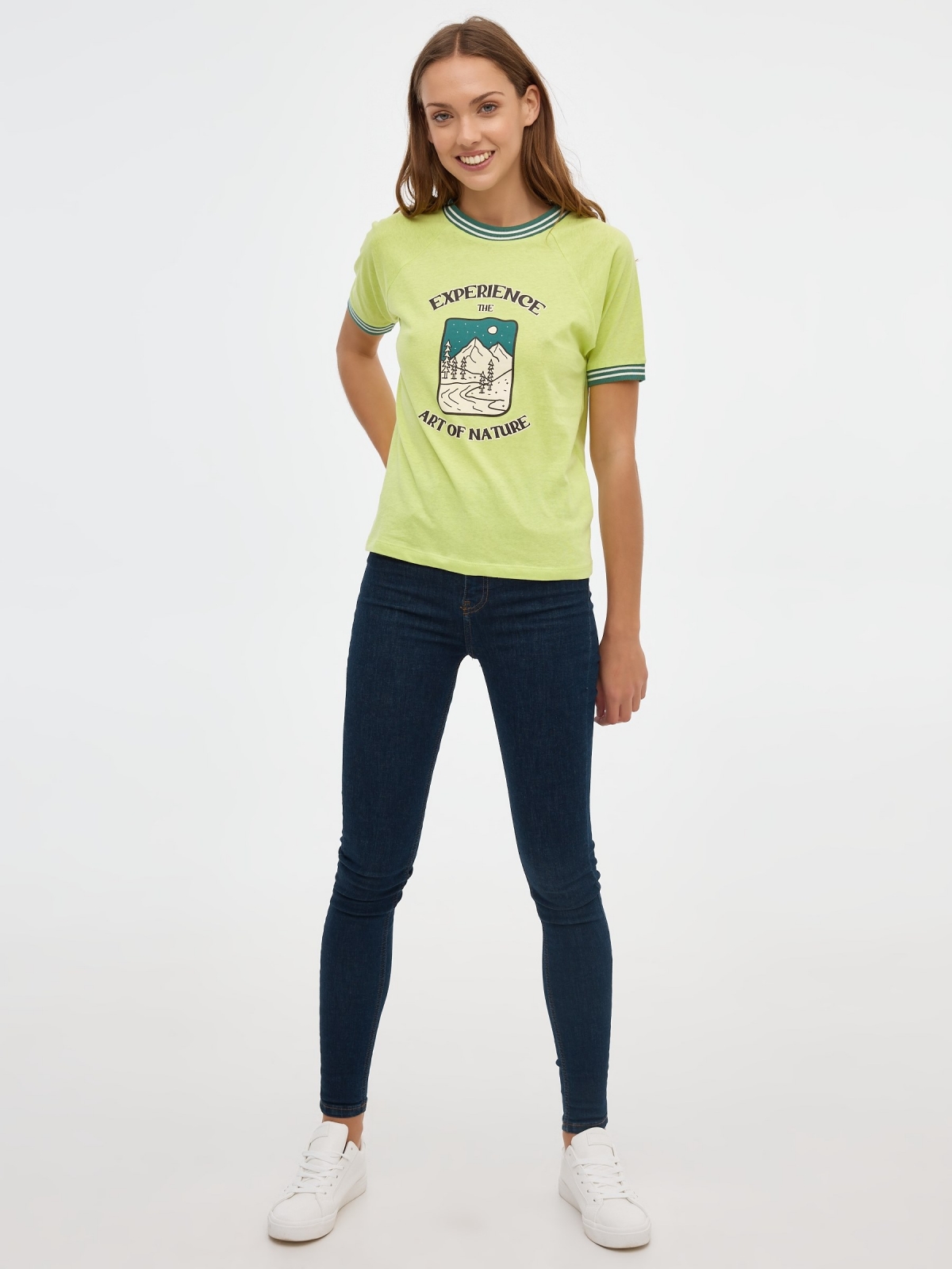 Experience T-shirt lime front view