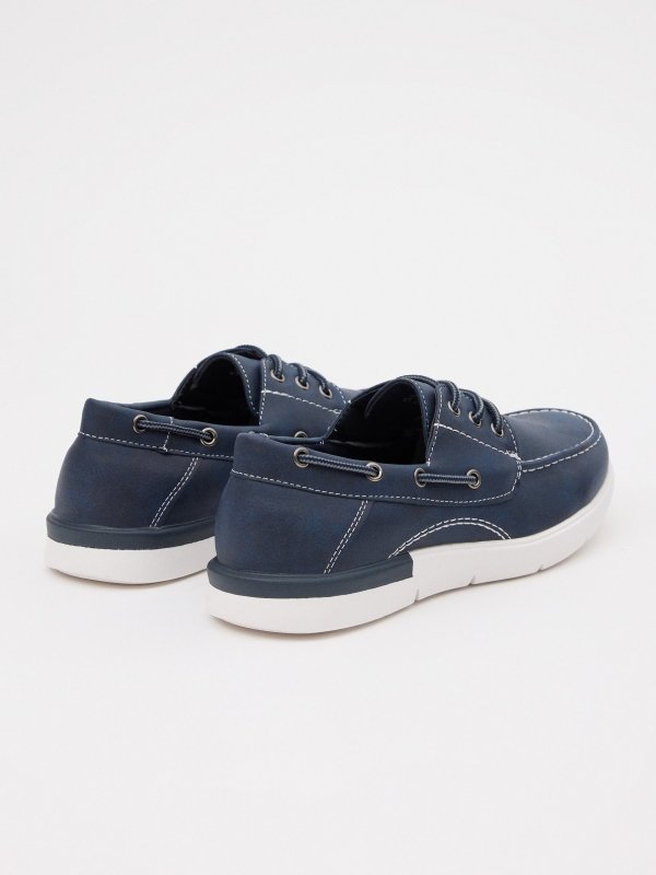 Combined nautical sport shoe navy 45º back view