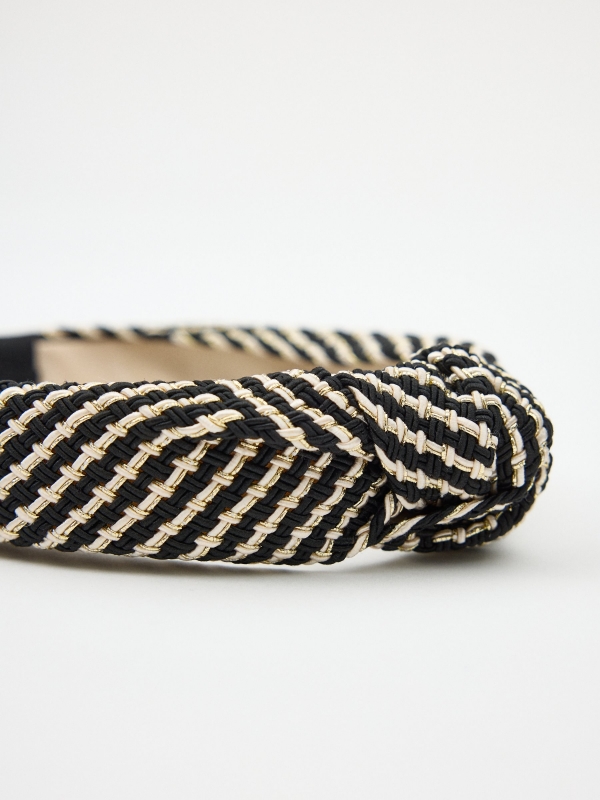 Jute striped headband black detail view