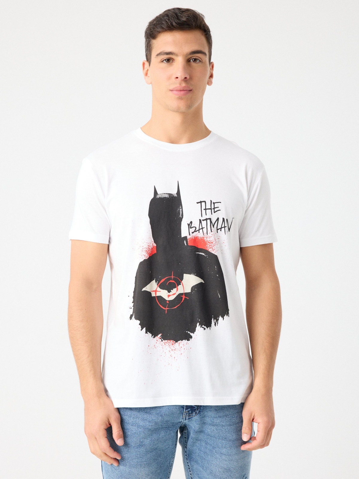 T-shirt do Batman branco vista meia frontal