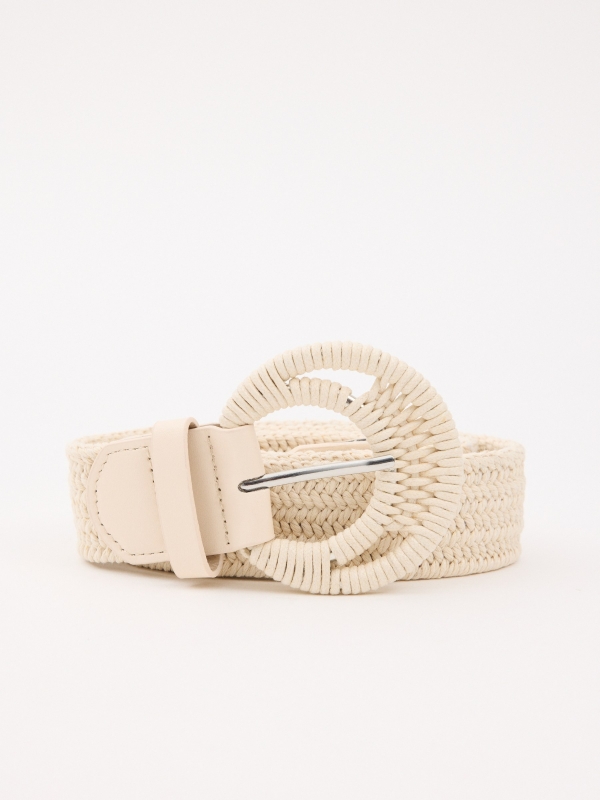 Elastic belt with lined buckle raw rolled view