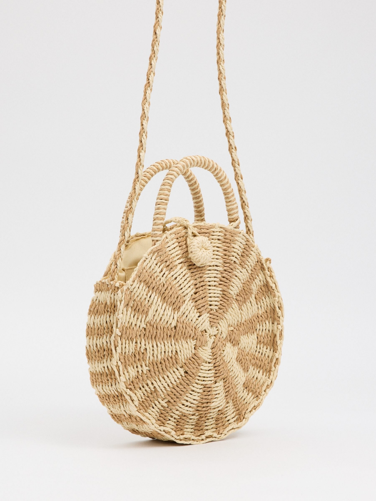 Combined natural round bag beige