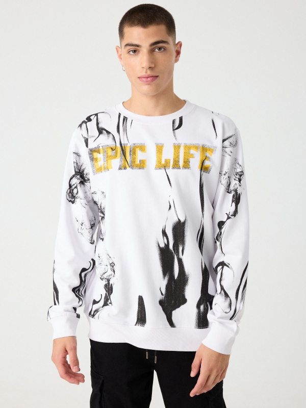 Epic print sweatshirt white middle front view