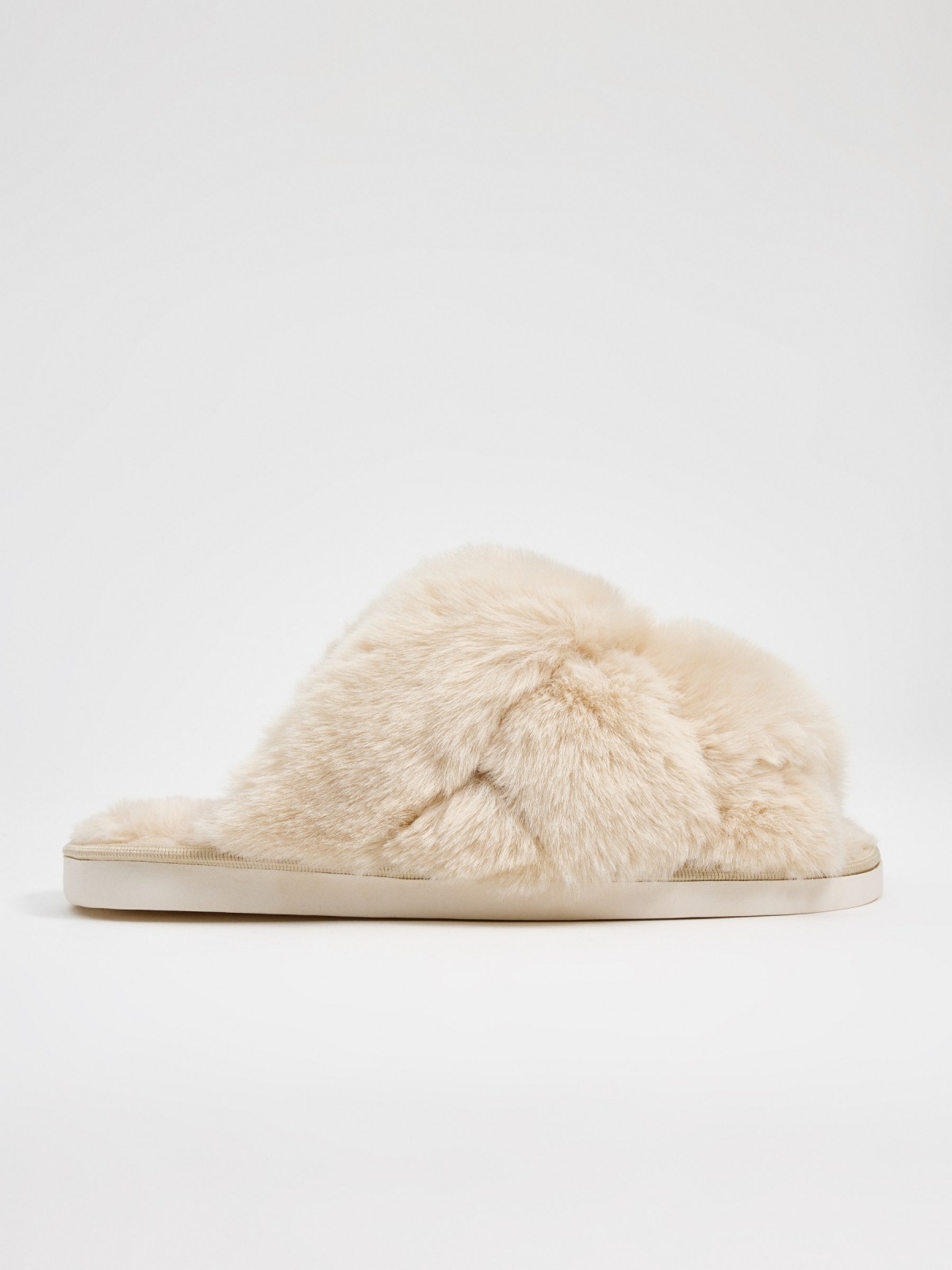 Fur slippers sand middle front view