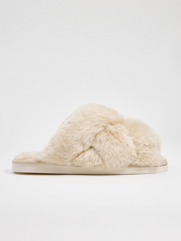 Fur slippers sand middle front view