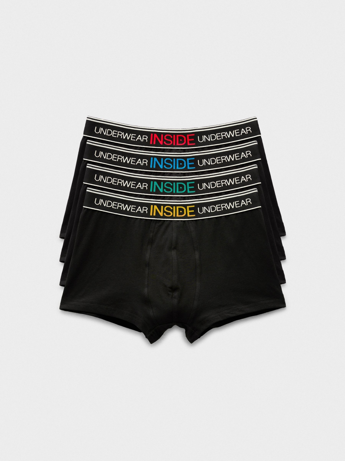 Pack de 4 boxers pretos com cós preto vista frontal