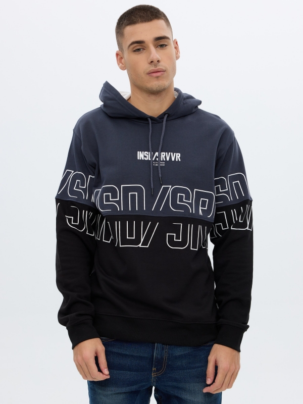 Letter printed sweatshirt black middle front view