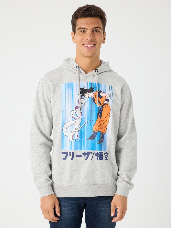 Dragon Ball hoodie grey middle front view