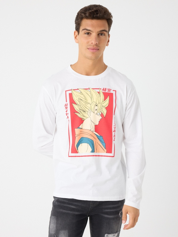 Dragon Ball long sleeve t-shirt white middle front view