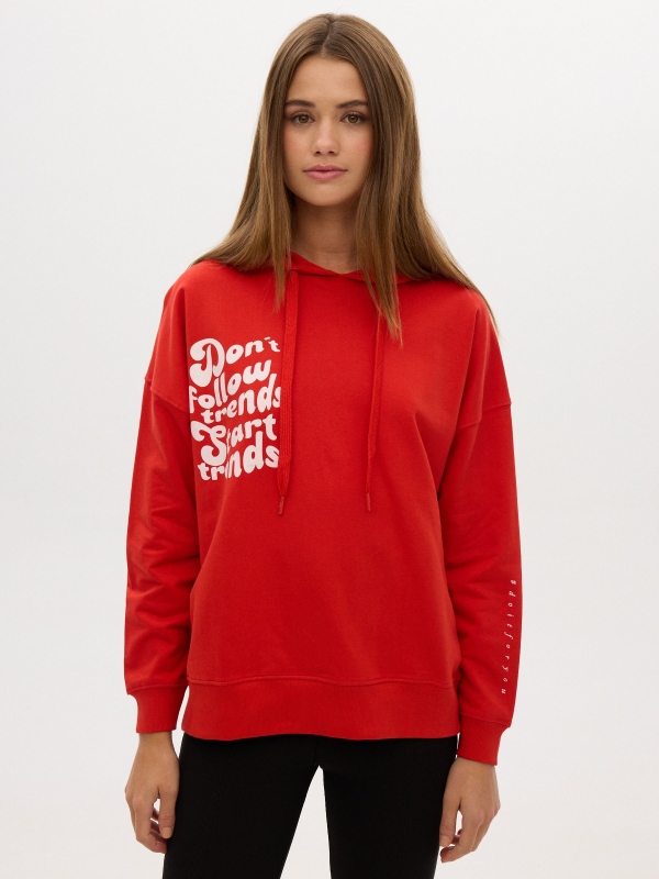 Sweatshirt Don´t Follow Trends vermelho vista meia frontal