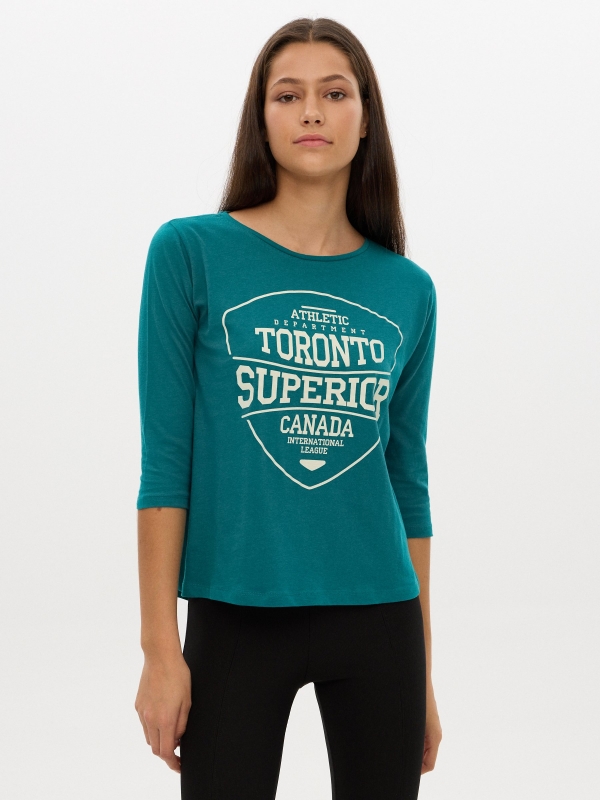 T-shirt de Toronto esmeralda vista meia frontal