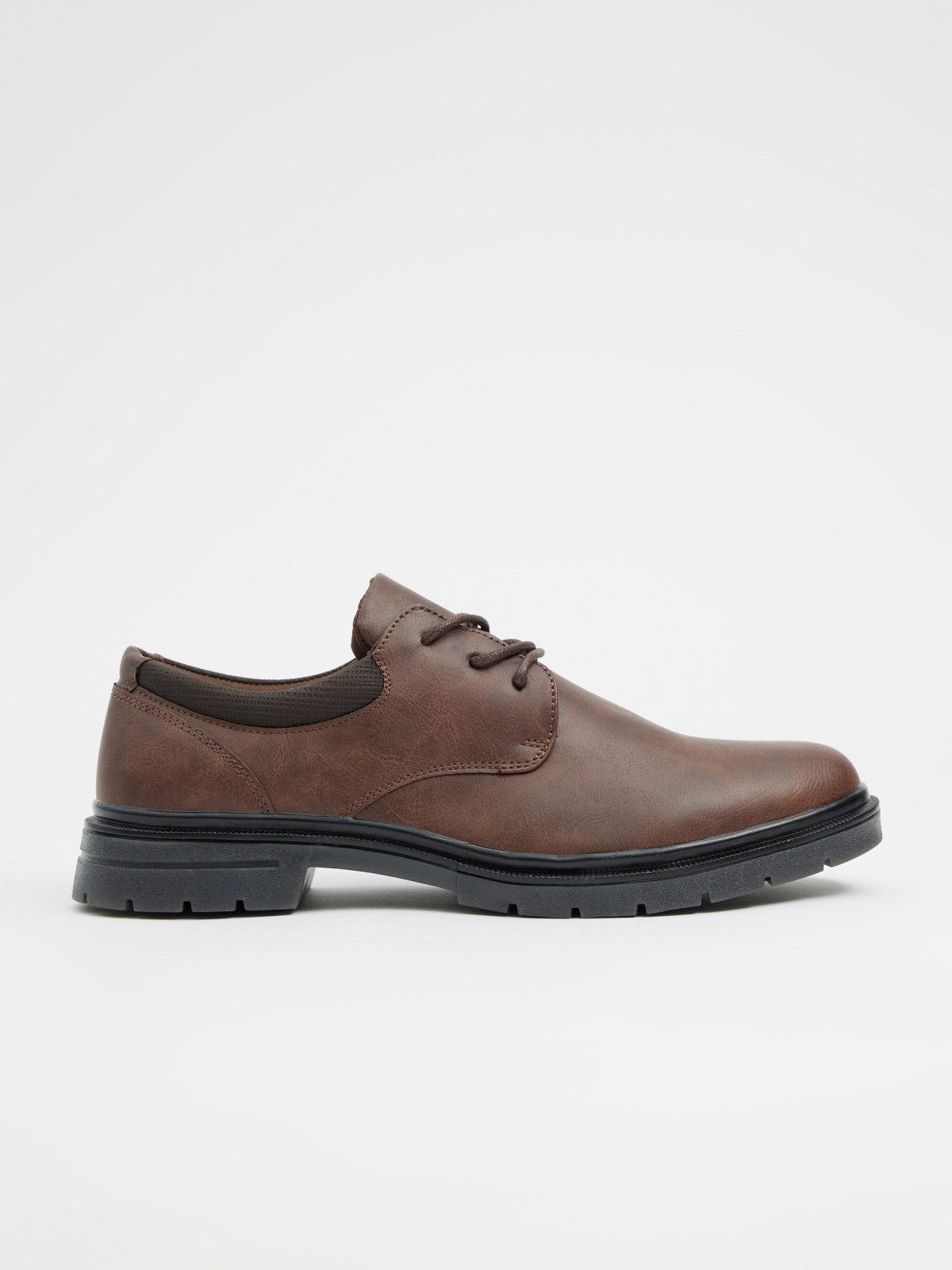 Brown leather effect shoe dark brown