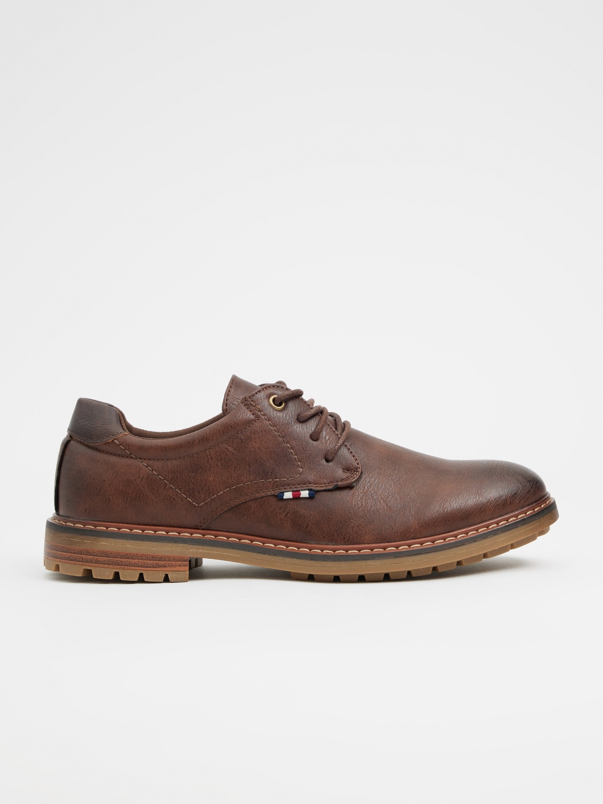 Brown leather effect blucher shoe brown